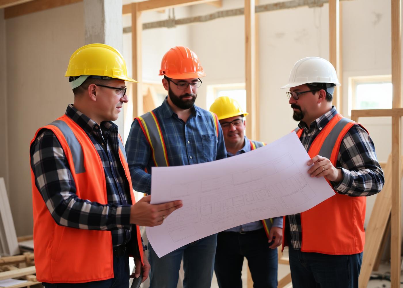 Equipo de Quality Estudis i Reformes revisando planos en obra